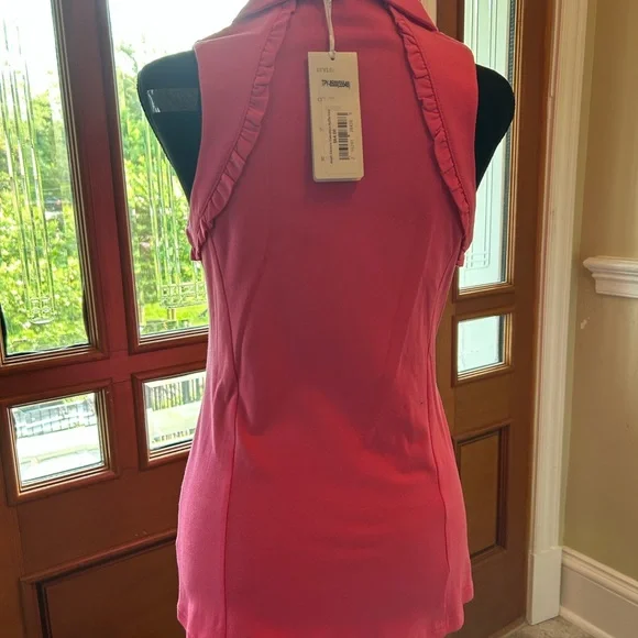 Aryeh Pink Ruffled Polo TankTop - Picture 3 of 4